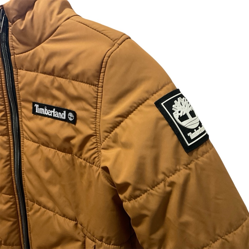 Timberland Puffer Jacket S(2) Tan Hooded Winter Full Zip Kids Toddler - Picture 5 of 7